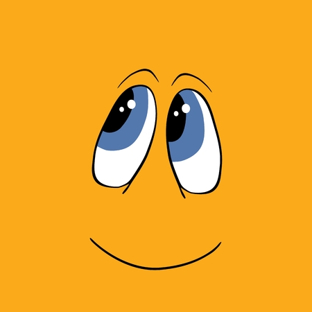 Smiling happy face over yellow background. Isolated. Orange backgroundのイラスト素材