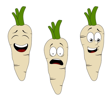 Set of cartoon parsley character with different expressions isolated on white backgroundのイラスト素材