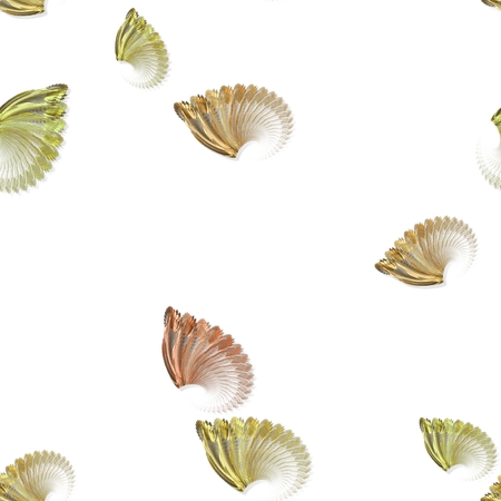 Seamless colored fractal shapes pattern with drop shadow on white backgroundの写真素材