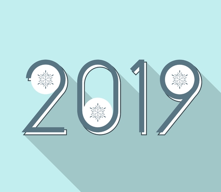 new year 2019 card in flat style for invitation cards, greetings, christmas congratulations and seasonal holidays flyers etcのイラスト素材