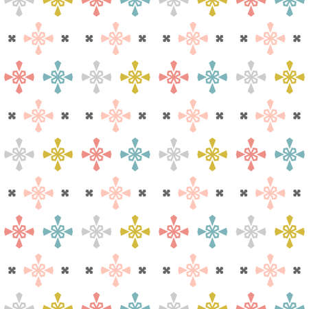 Seamless monochromatic pattern made of geometric decor over white background. Tileable pastel colored wallpaper. Usable as tiling, wrappping papers, wallpapers etc.の写真素材