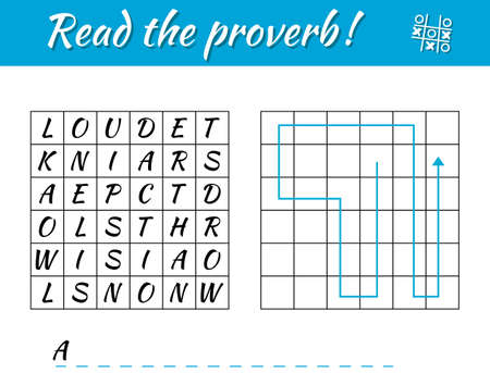 Read the proverb. Educational game for kids. Write the result on the line belowのイラスト素材