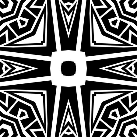 Seamless pattern with fancy ornaments over white background. Tileable monochrome wallpaper. Usable as tiling, wrapping papers, wallpapers etc.の写真素材