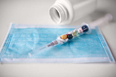 Global healthcare concept.  Antibiotics drug resistance. Antimicrobial capsule pills. Pharmaceutical...