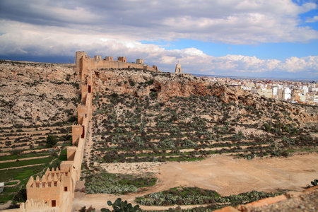 the fortified Alcazaba complex of Almeria Spain, Alcazaba de Almeraのeditorial素材