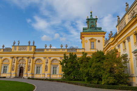 beautiful view on Royal Wilanow Palace located in the WilanÃ³w district, Warsawのeditorial素材