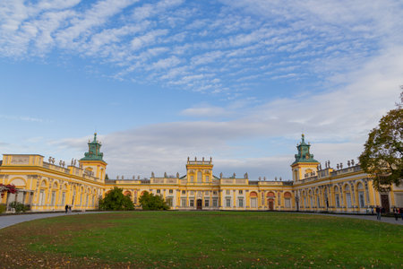 beautiful view on Royal Wilanow Palace located in the WilanÃ³w district, Warsawのeditorial素材