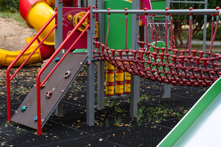 Children's playground in the park. Playground equipment for children.