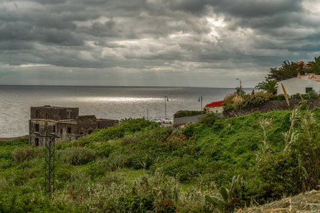 Storm clouds over the  island of Madeira , Portugalの写真素材