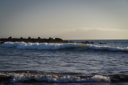 Sunset at the beach of Santa Cruz de Tenerife, Canary Islands, Spain