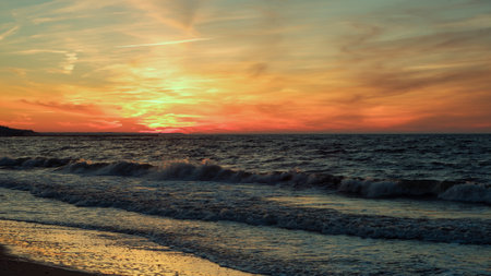 Beautiful sunset over the sea. Sunset over the sea. Beautiful sunset over the sea.の写真素材