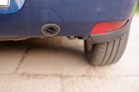 LPG gas inlet in a passenger car. alternative power source for the carの写真素材