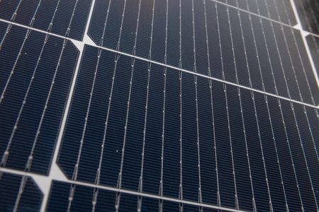 solar panel, photovoltaic, alternative electricity source - selective focus, copy spaceの写真素材