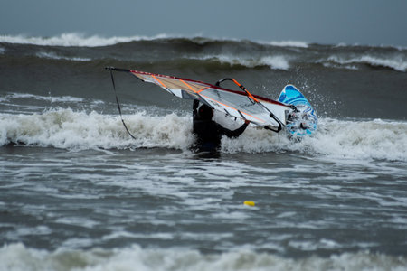 Kitesurfing in Ustka, Polandの写真素材
