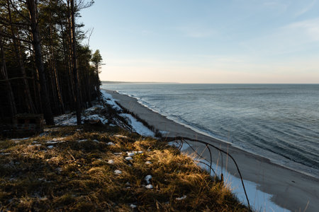 Baltic sea shore in winter. View of the shoreline.の写真素材
