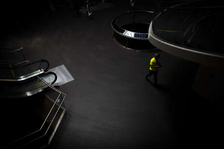 Man walking alone in metro station