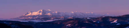 Mountain winter peaks in the rising sun, Tatra Mountains, Poland