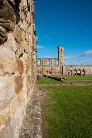 Wall of the ruins of St. Andrews in Scotlandの写真素材