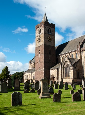 outside from the Dunblane cathedral in scotlandの写真素材