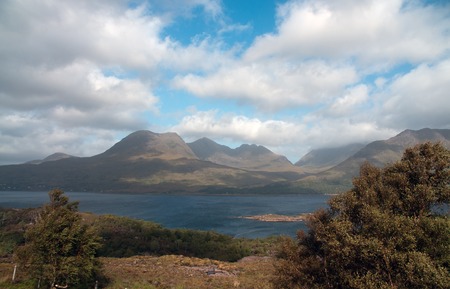 View to the isle of sky mountainの写真素材