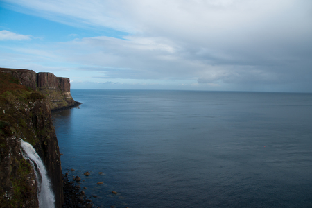 Scotish cliffs with waterfall of kill rockの写真素材