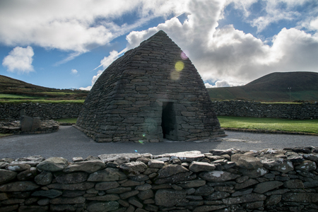 Gallarus Oratory with cloudy sky at County Kerry Irelandの写真素材