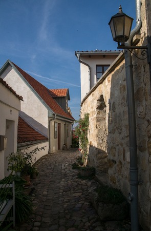 Facades of the german city Quedlinburg in the region Saxony Anhaltの写真素材