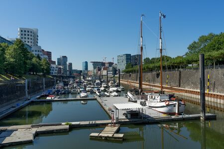 View from Media Harbour in the german city Duesseldorfの写真素材