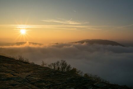 Inversion weather at the german lake called Edersee in the autumn
