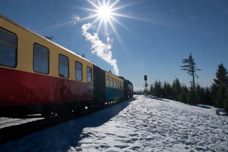Steam engined train at the in the german region called Harzの写真素材