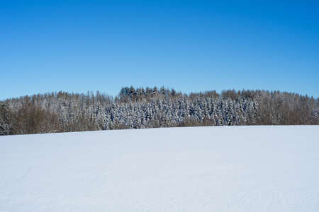 Winter landscape near the german village called Bromskirchenの写真素材