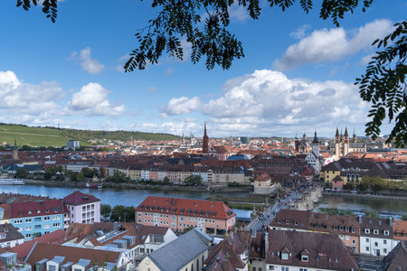 Panorama of Wuerzburg opening from Marienberg castle, Germanyの写真素材
