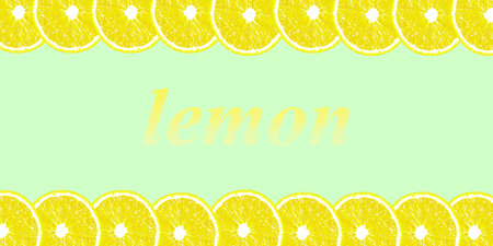 Lemon halves background with space for text on a white backgroundの写真素材