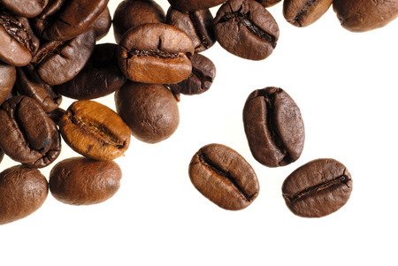 Coffee beans on white backgroundの写真素材