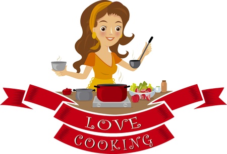 Woman in kitchenのイラスト素材