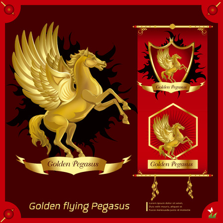 Golden horse infographicsのイラスト素材