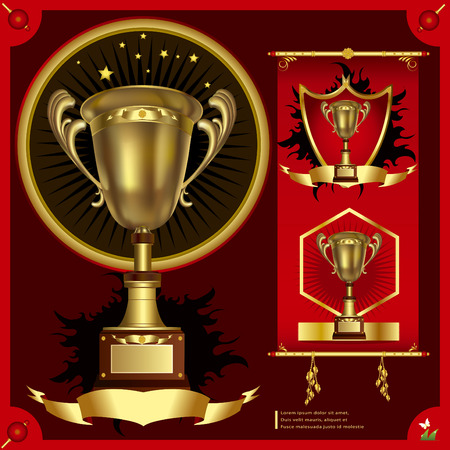 Vector illustration of gold shiny trophyのイラスト素材