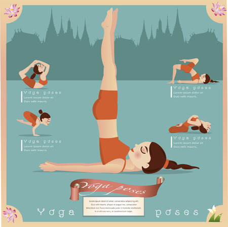 Woman in pose practicing yoga.vector illustrationのイラスト素材