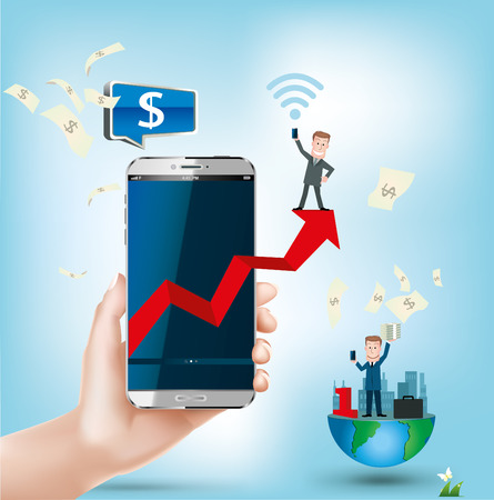 smartphone in hand. icon with shadow. vector illustration. eps10のイラスト素材