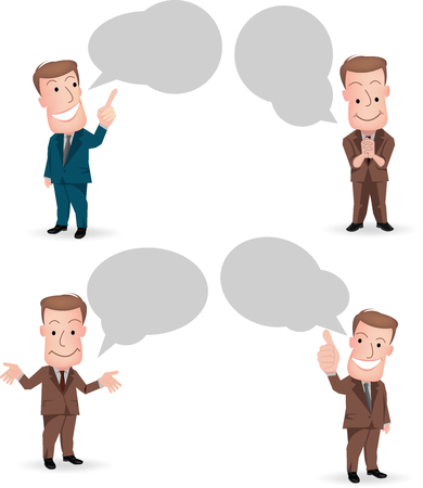 Set of cut businessman or office worker pose in various characters expressing feeling and emotion in communication concept.vectorのイラスト素材