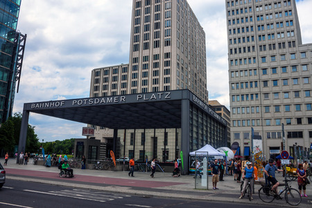 BERLIN, GERMANY - JUNE 8  Potsdamer Platz and railway station in Berlin, Germany on June 8, 2013  Itのeditorial素材
