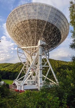 Radio Telescope Effelsberg in Germany with a diameter of 100 meters, second largest fully steerable radio telescope on the Earth のeditorial素材