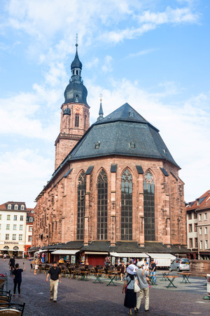 HEIDELBERG - AUGUST 4: Church of the Holy Spirit in Heidelberg, Germany on August 4, 2013. The Church of the Holy Spirit is first mentioned in 1239.のeditorial素材