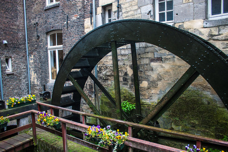 Water mill wheel in Maastricht, Netherlandsのeditorial素材