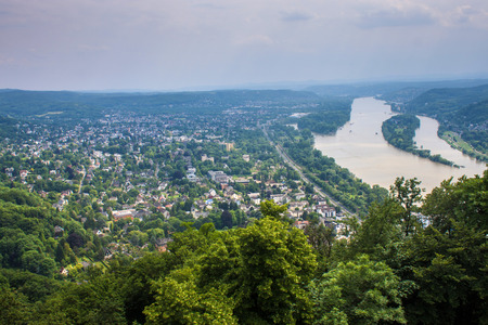 View of Rhine valley from Drachenfels, Germanyの写真素材