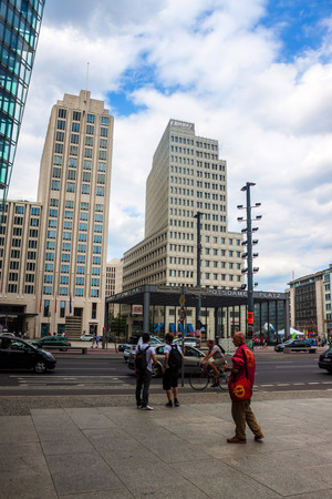 BERLIN, GERMANY - JUNE 8: Potsdamer Platz and railway station in Berlin, Germany on June 8, 2013. It's a one of the main public squares and traffic intersections in the center of Berlin.のeditorial素材
