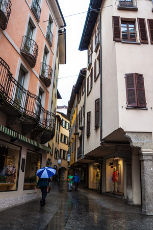 LUGANO, SWITZERLAND - APRIL 27: Architecture of the centre of the city of Lugano, Switzerland on April 27, 2014. Lugano is the largest city of Ticino canton.のeditorial素材