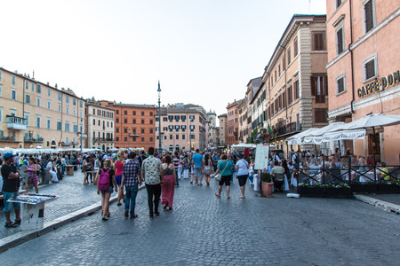 ROME - JUNE 24: Piazza Navona on June 24, 2014 in Rome. Piazza Navona is a city square in Rome, Italy.のeditorial素材