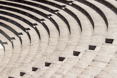 Amphiteather at ruins of ancient city Pompei, destroyed by vulcanic eruption of Vesuvio mountain, Italyの写真素材