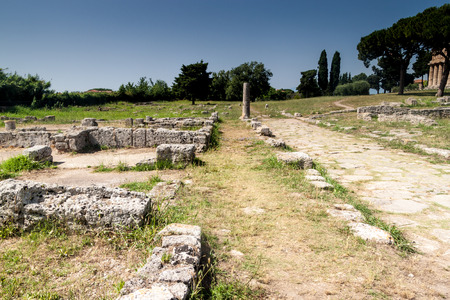 Ruins of ancient greek city Paestum, Italyの写真素材